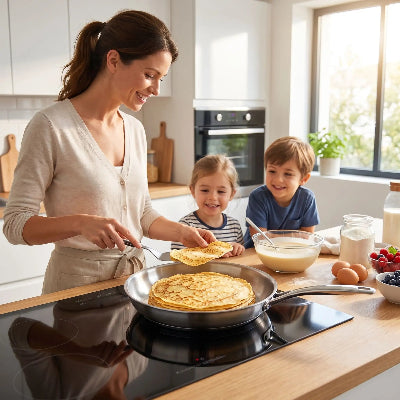 poele acier inoxydable 304 maman cuisine avec enfant crepe 